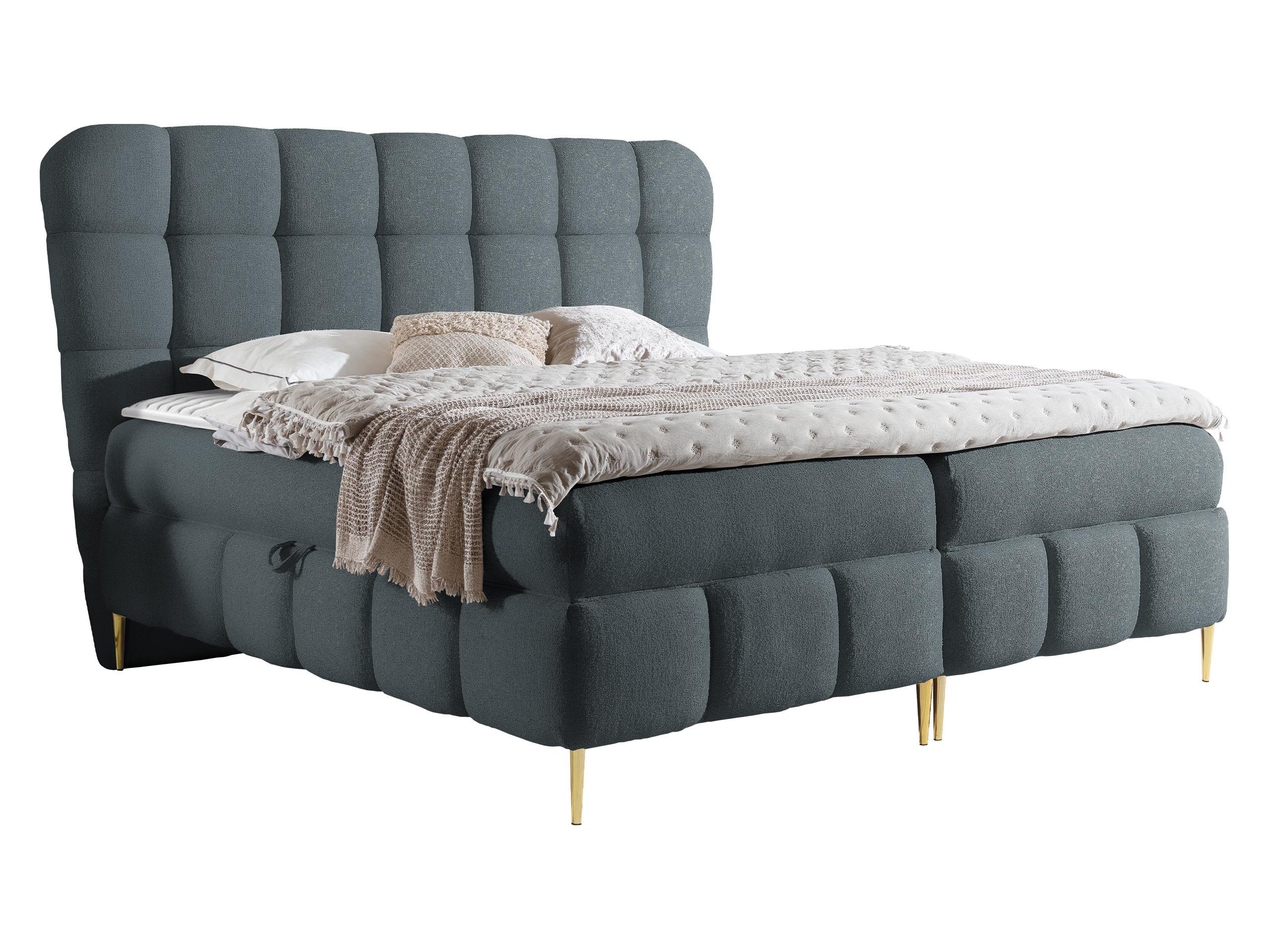 BOXBETT Lolly - H3 - Dunkelgrau/Goldfarben, Holz/Textil (160/200cm) - MIRJAN24