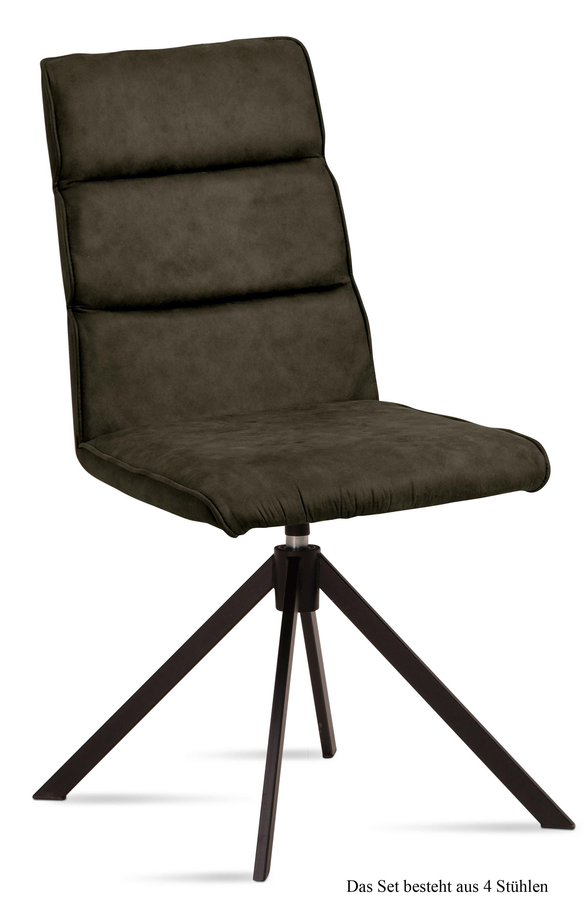 ESSZIMMERSTUHL drehbar (4er-Set) Deedea 47x92x60 Schwarz/Khaki - Dunkelgrün/Schwarz, Kunststoff (60/92/47cm) - 58aufmkessel