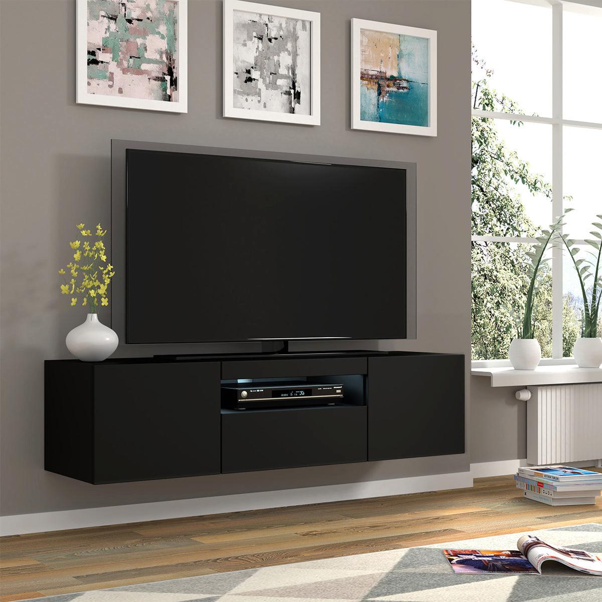 TV-MÖBEL Aurus Schwarz - Schwarz, Holzwerkstoff (150/36/37cm) - Petits-meubles
