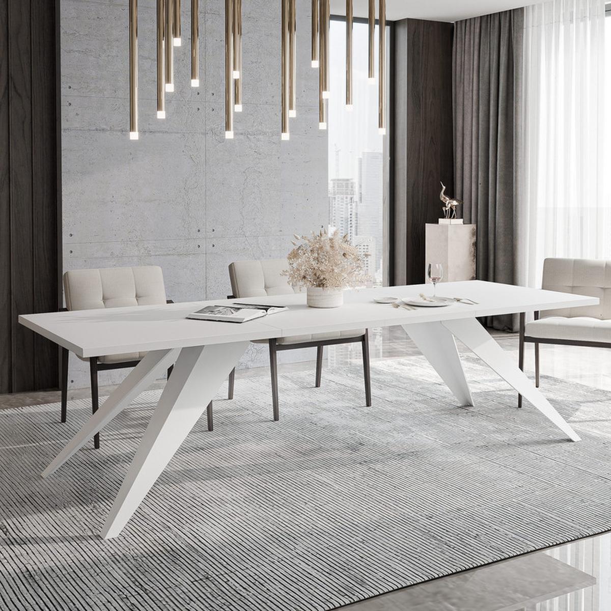 AUSZIEHTISCH XANDRO 140/80/76 cm mit Metallgestell, Weiß - Weiß, Holzwerkstoff/Metall (80/140/76cm) - Idohome
