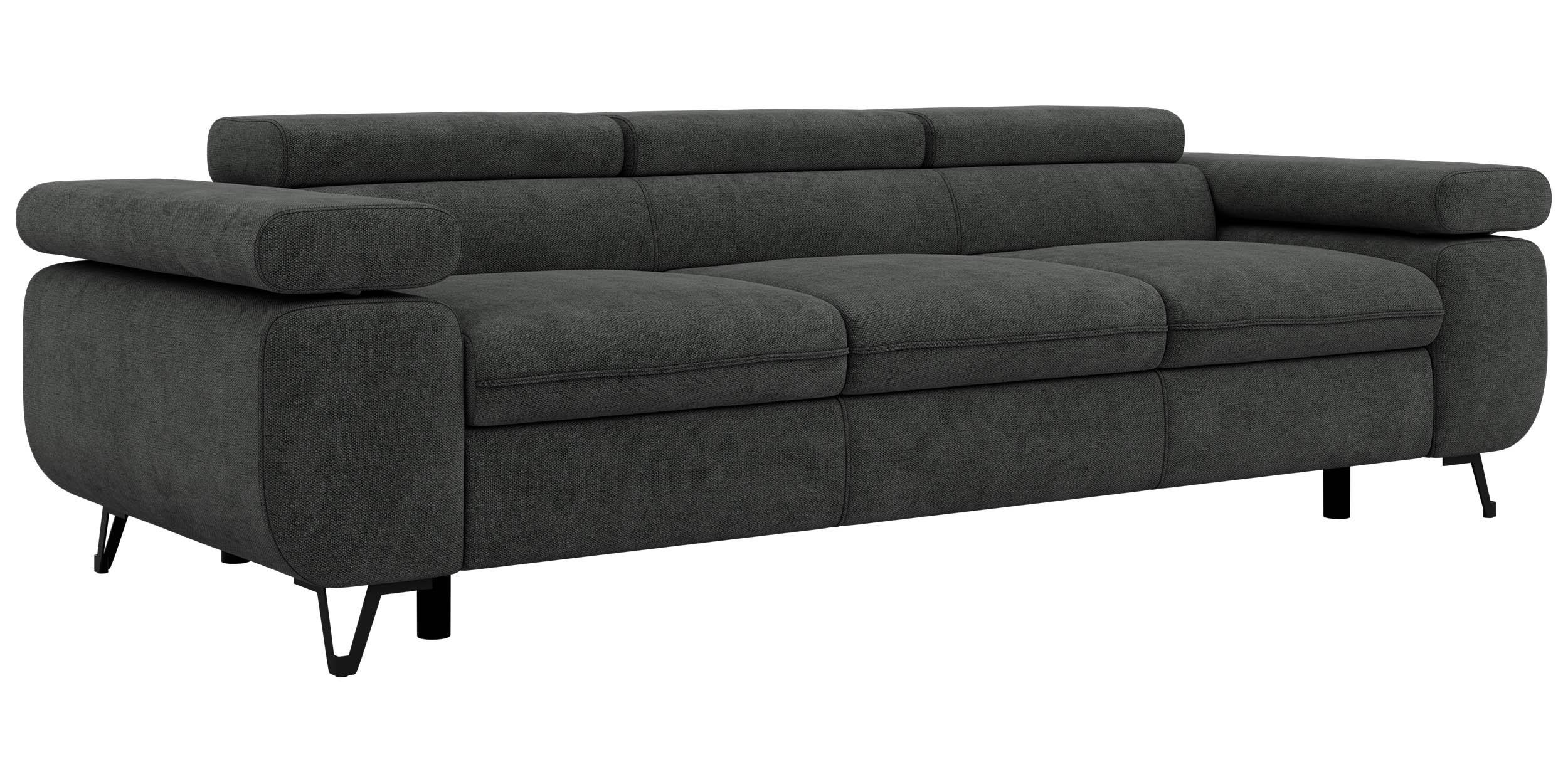 3-SITZER SOFA PETER - Dunkelgrau Stukture - Dunkelgrau/Anthrazit, Textil/Metall (262/76/99cm) - MKS
