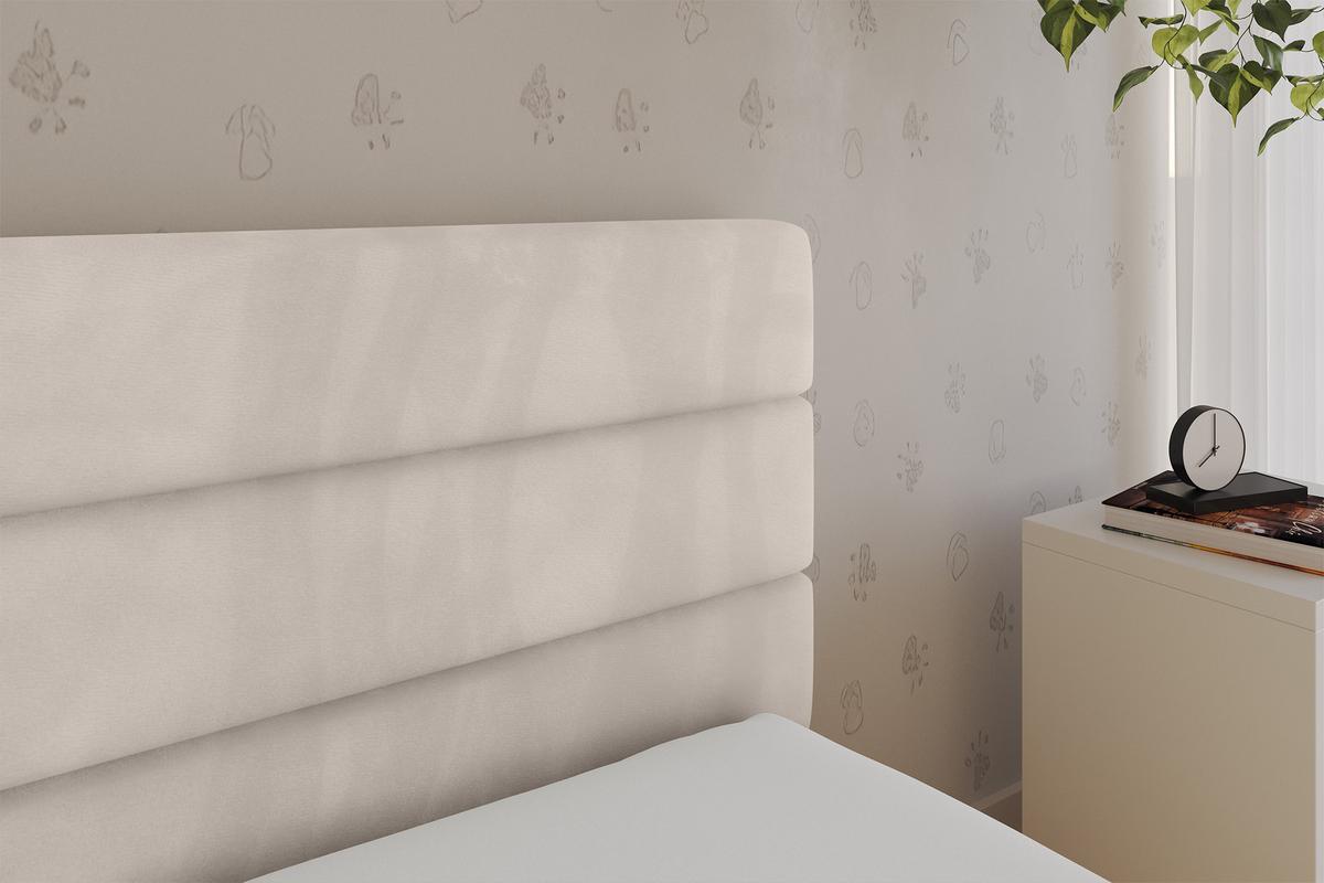 EINZELLBETT Jugendbett mit Bettkasten und Matratze H3/H4, Links - BEMY 100x200 Beige - Ecru, Holzwerkstoff/Textil (100/200cm) - ALTDECOR