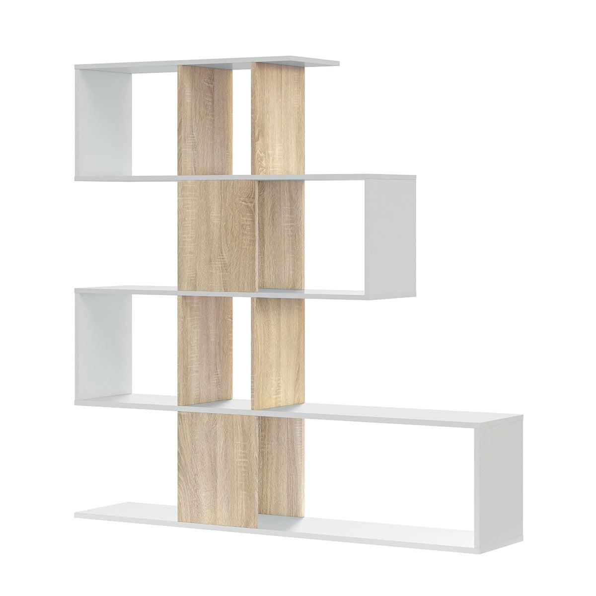 BÜCHERREGAL mit 4 Ebenen und 11 Aufbewahrungsfächern H145 cm - Eschefarben, Holzwerkstoff (28/145/11.2cm) - Calicosy
