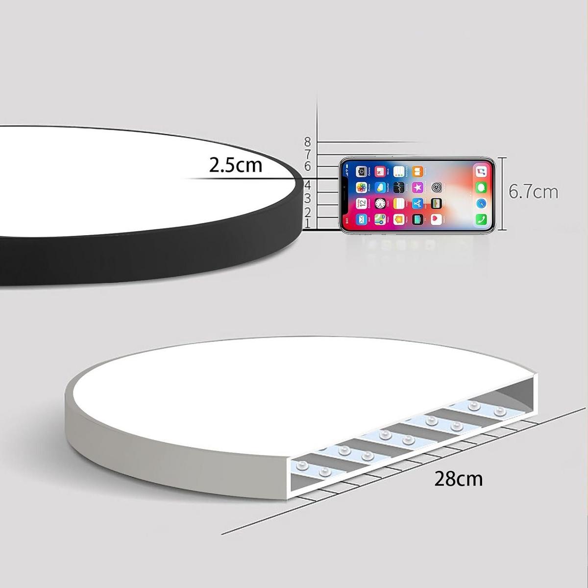 LED-DECKENLEUCHTE Albertyne 28/28/3 cm - Schwarz, Kunststoff (28/28/3cm) - Nettlife