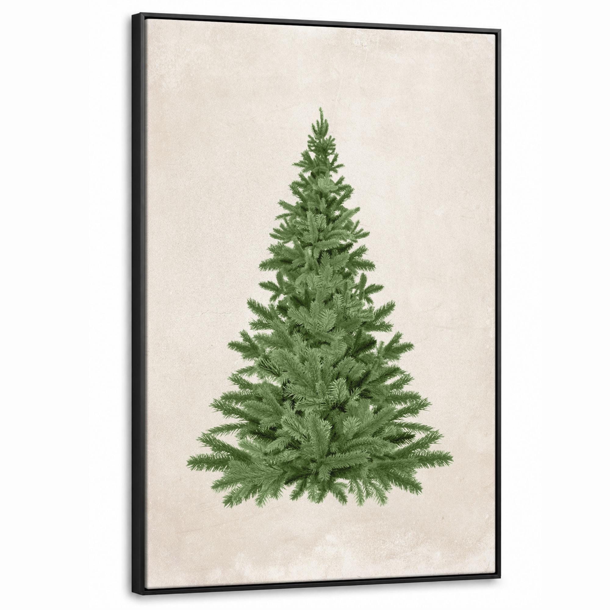 LEINWAND Bilder mit Rahmen - Weihnachtsbaum - Grün - Weihnachten - Feiertage - 80x120 - Olivgrün, Textil (80/120cm) - MuchoWow