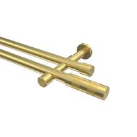 GARDINENSTANGE Prestige Mavell 280 cm (geteilt in 2 x 140 cm), 2-läufig (ohne Ringe), 20 mm Ø Messing-Optik - Messingfarben/Goldfarben, Metall (280cm) - INTERDECO