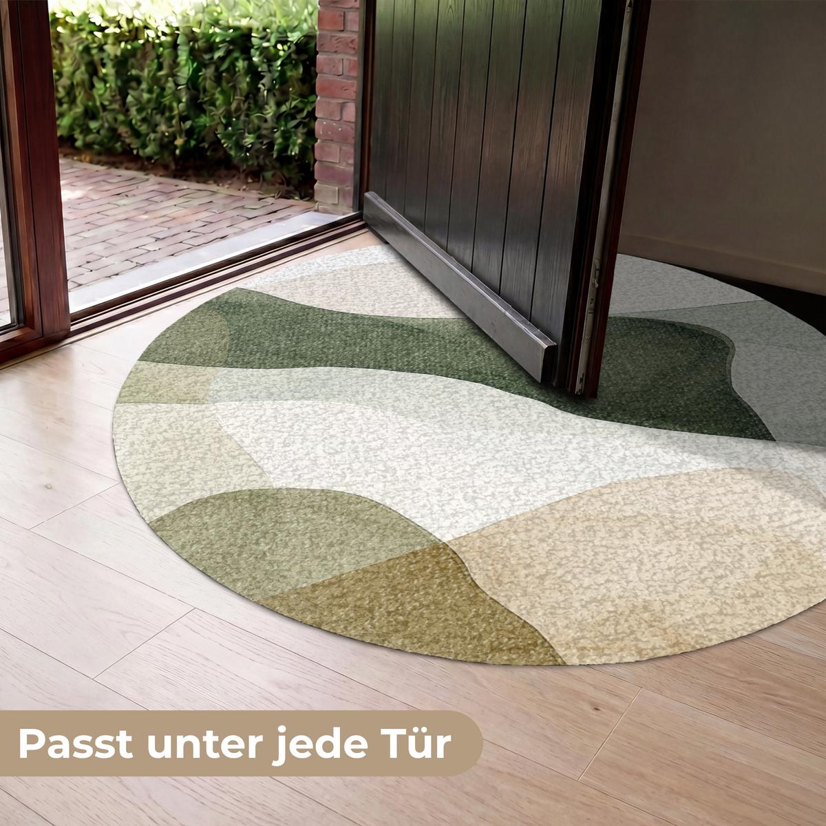 FUSSMATTE Japandi - Abstrakt - Grün Schmutzfangmatte 120x120 cm - Multicolor, Kunststoff (120/0.4cm) - MuchoWow