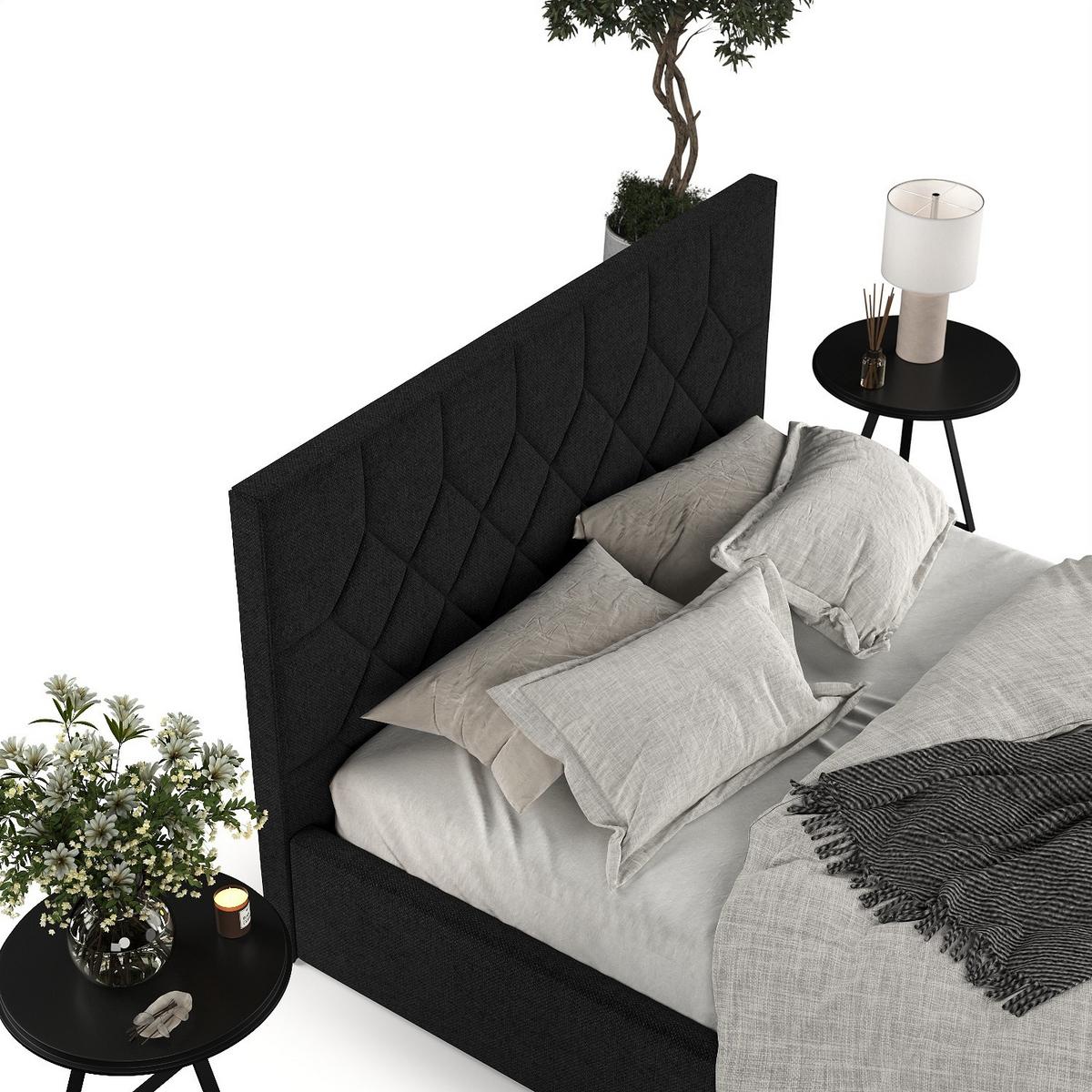 POLSTERBETT Brisa 140/200 cm Schwarz im Inari Stoff - Schwarz/Naturfarben, Holz/Holzwerkstoff (140/200cm) - AltaBeds
