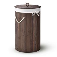 WÄSCHEKORB Curly-Round 55 L natur - Braun, Holz (35/60/35cm) - Juskys