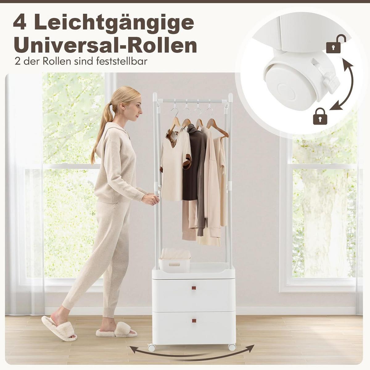 KLEIDERSTÄNDER 161cm Weiß - Weiß, Metall (52/161/40cm) - COSTWAY