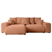 ECKSOFA Ottomane links ESKAR-L 266x176x72 Koralle Velours - Koralle/Schwarz, Holzwerkstoff/Kunststoff (266/176cm) - ALTDECOR