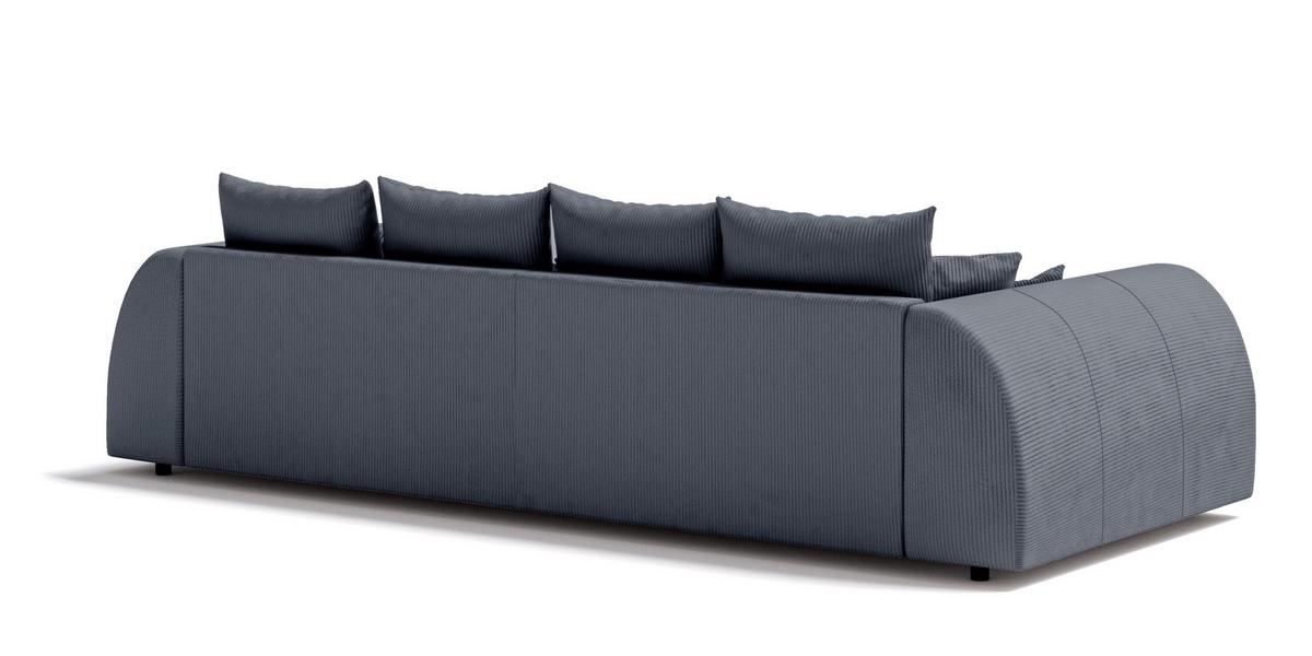 BIGSOFA Levana 5 Sitzer Grau Cord-Stoff - Schwarz/Grau, Holz/Kunststoff (310/86/135cm) - S-Style Möbel