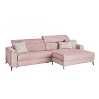 ECKSOFA LAISKA Pink Cord - Schwarz/Rosa, Textil/Metall (282/177cm) - KAWOLA