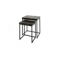 BEISTELLTISCH ESCADO 2ER SET Schwarz Teakholz - Schwarz, Holz/Metall (34/47/56cm) - KAWOLA