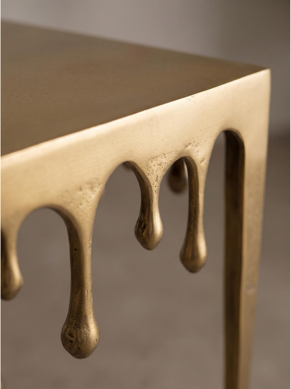 BEISTELLTISCH GARD, Aluminium, handgefertigt, Gold, 45,5 x 45,5 x 51 cm - Goldfarben, Metall (45.5/45.5/51cm) - KADIMA DESIGN