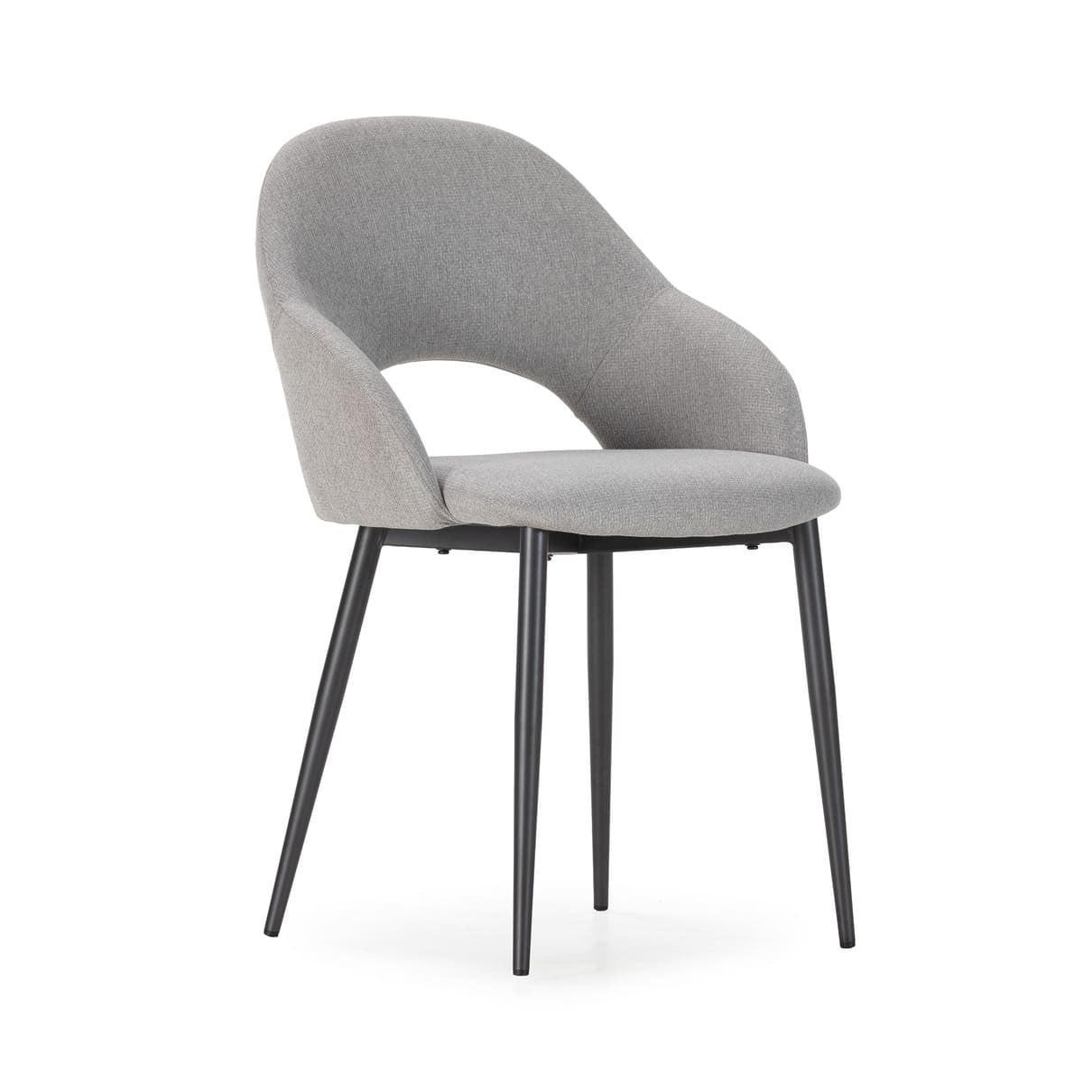 STÜHLE 2er-Set mit Stoffbezug und Metallfüßen 57/84/54 cm - Hellgrau, Textil (57/84/63.5cm) - Calicosy