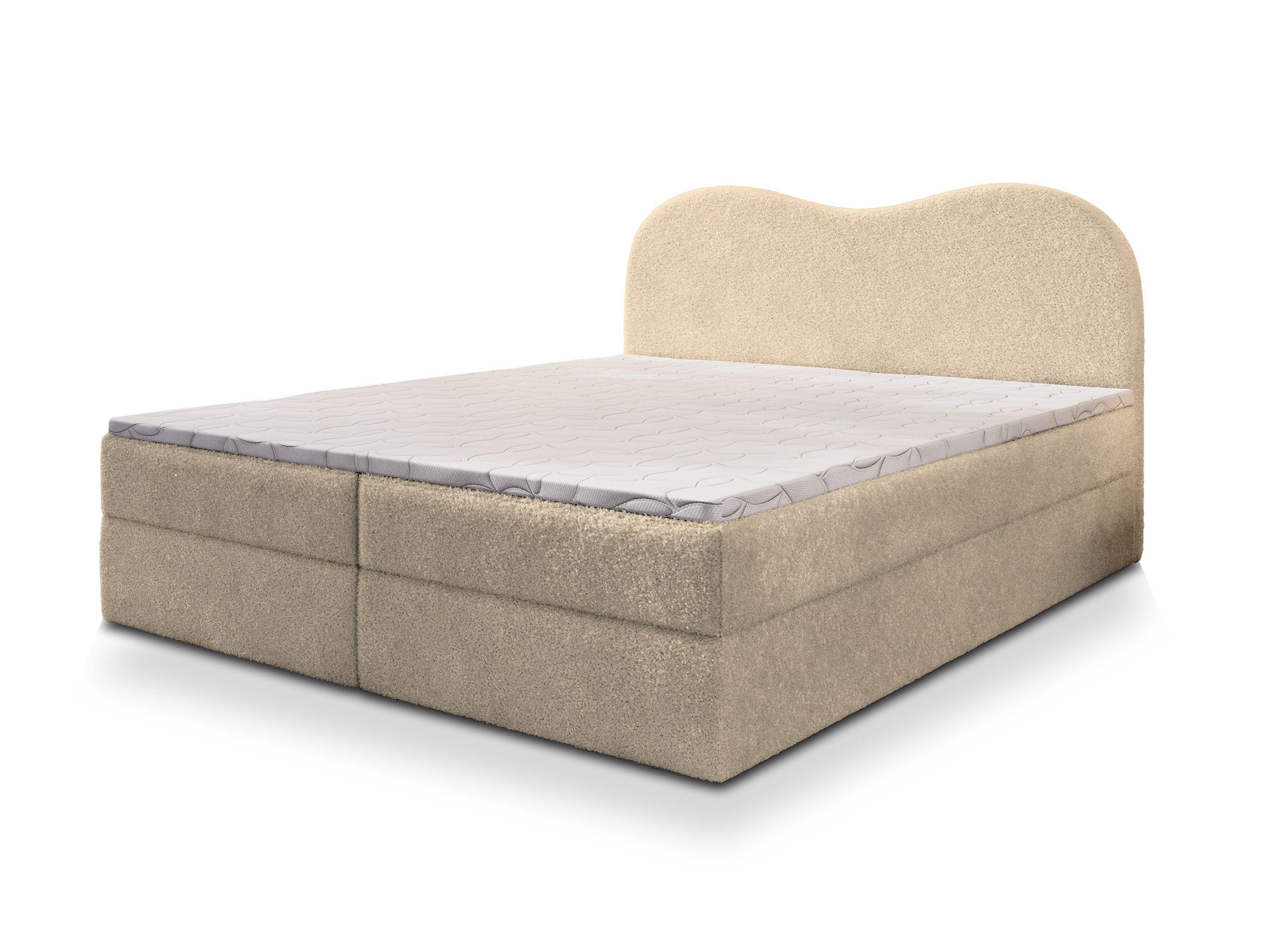 BOXBETT FLUVIA N 160x200 cm mit Matratze und Topper - Creme - Creme, Holz (160/200cm) - MASSENO