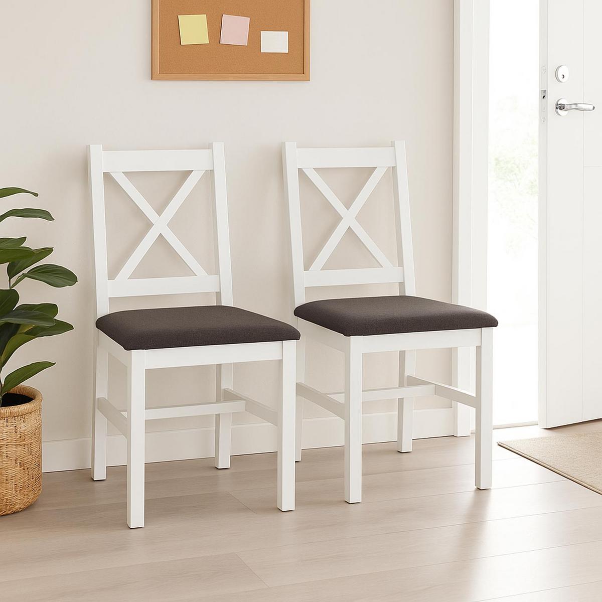 ESSZIMMERSTUHL Weiß, Grau 2er-Set - Weiß/Grau, Holz (43/85/44cm) - MCW