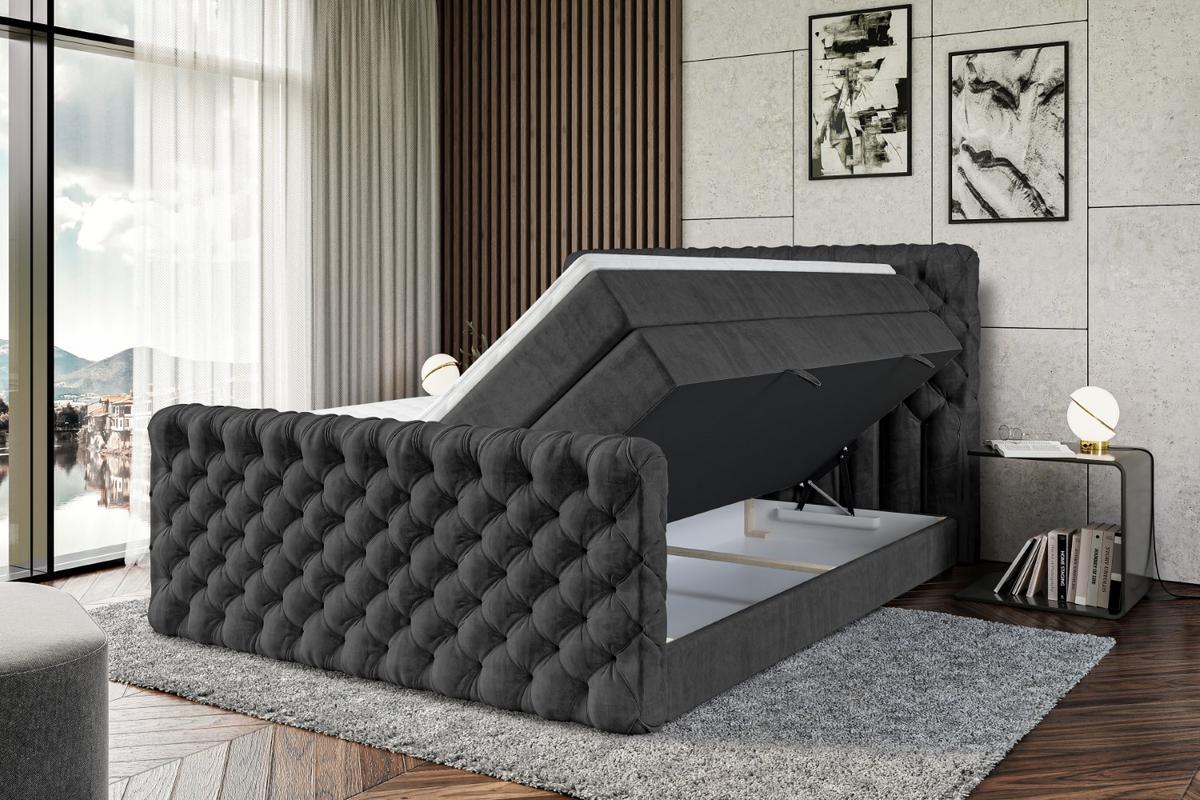 BOXSPRINGBETT BOXI8-Z KING - 140x200 - H3/H4 - Schwarz - Schwarz, Holzwerkstoff (140/200cm) - ALTDECOR
