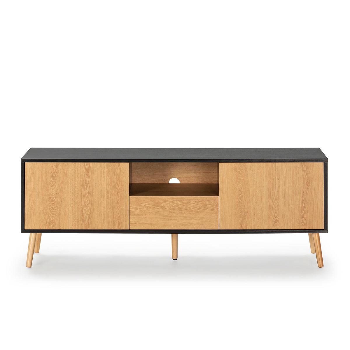TV-ELEMENT Apolo 2 Schubladen, Schwarz/Holzfarbe - Schwarz, Holzwerkstoff (136/49/40cm) - VS Venta-stock