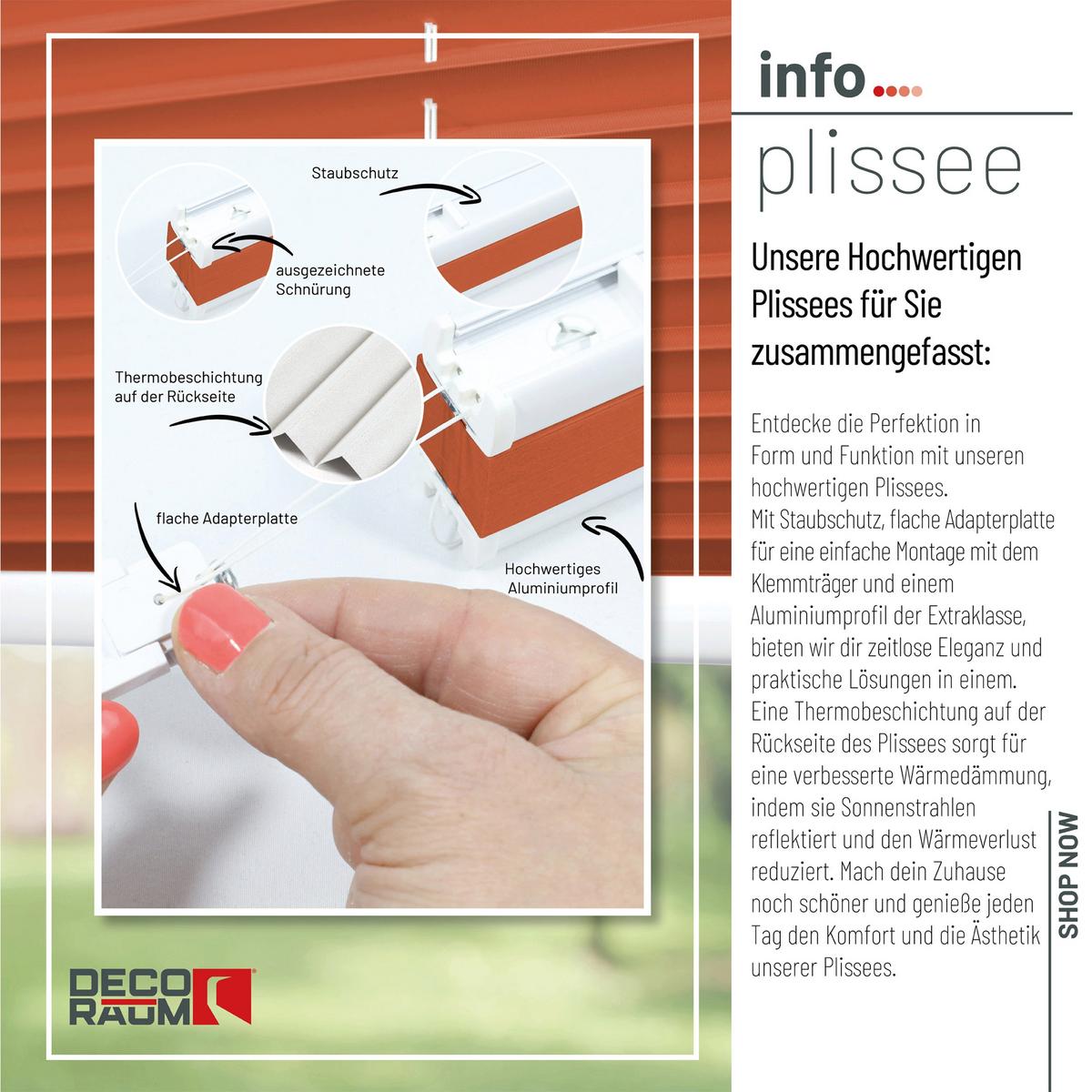 PLISSEE Thermo Basic 75 x 150cm Klemmfix ohne Bohren - Orange, Textil (75/150/150cm) - Deco-Raum