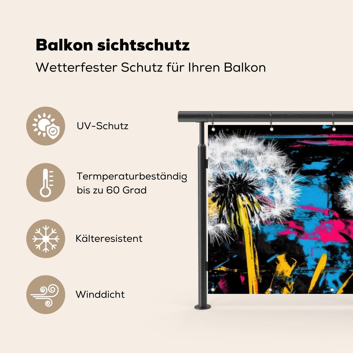 BALKON-SICHTSCHUTZ Straßenkunst - Bunt - Wand Deko XXL 500x130 cm - Schwarz, Kunststoff (500/130cm) - MuchoWow