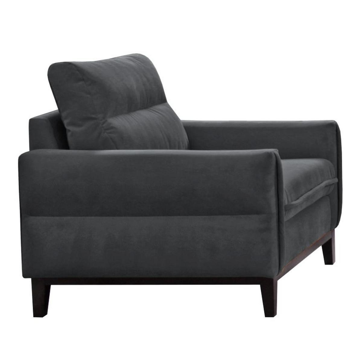 SESSEL Belweder, 94 cm, Dunkelgrau, Velourstoff - Wengefarben/Dunkelgrau, Holz/Textil (94/95/94cm) - Beautysofa