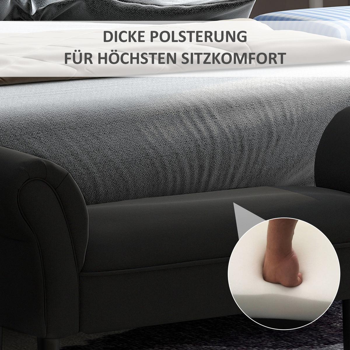 SITZBANK für Schlafzimmer Flurbank Polsterbank MDF Schaumstoff Grauweiß - Schwarz, Kunststoff (36/51/102cm) - HOMCOM