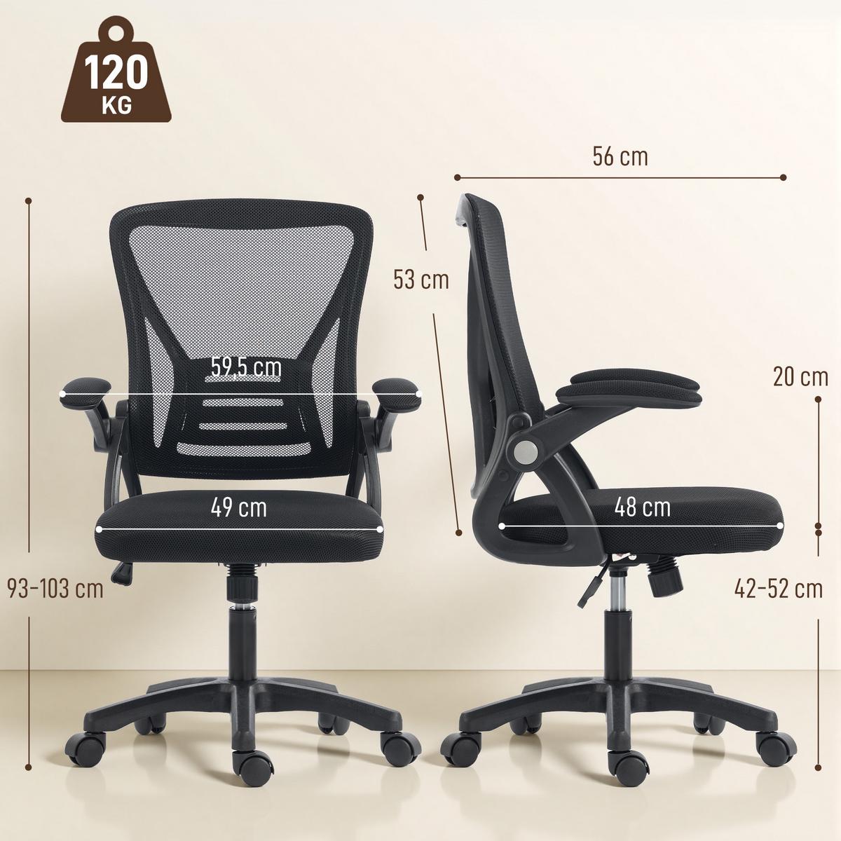 BÜROSTUHL Polyester Schwarz - Schwarz, Kunststoff/Textil (56/103/59.5cm) - HOMCOM
