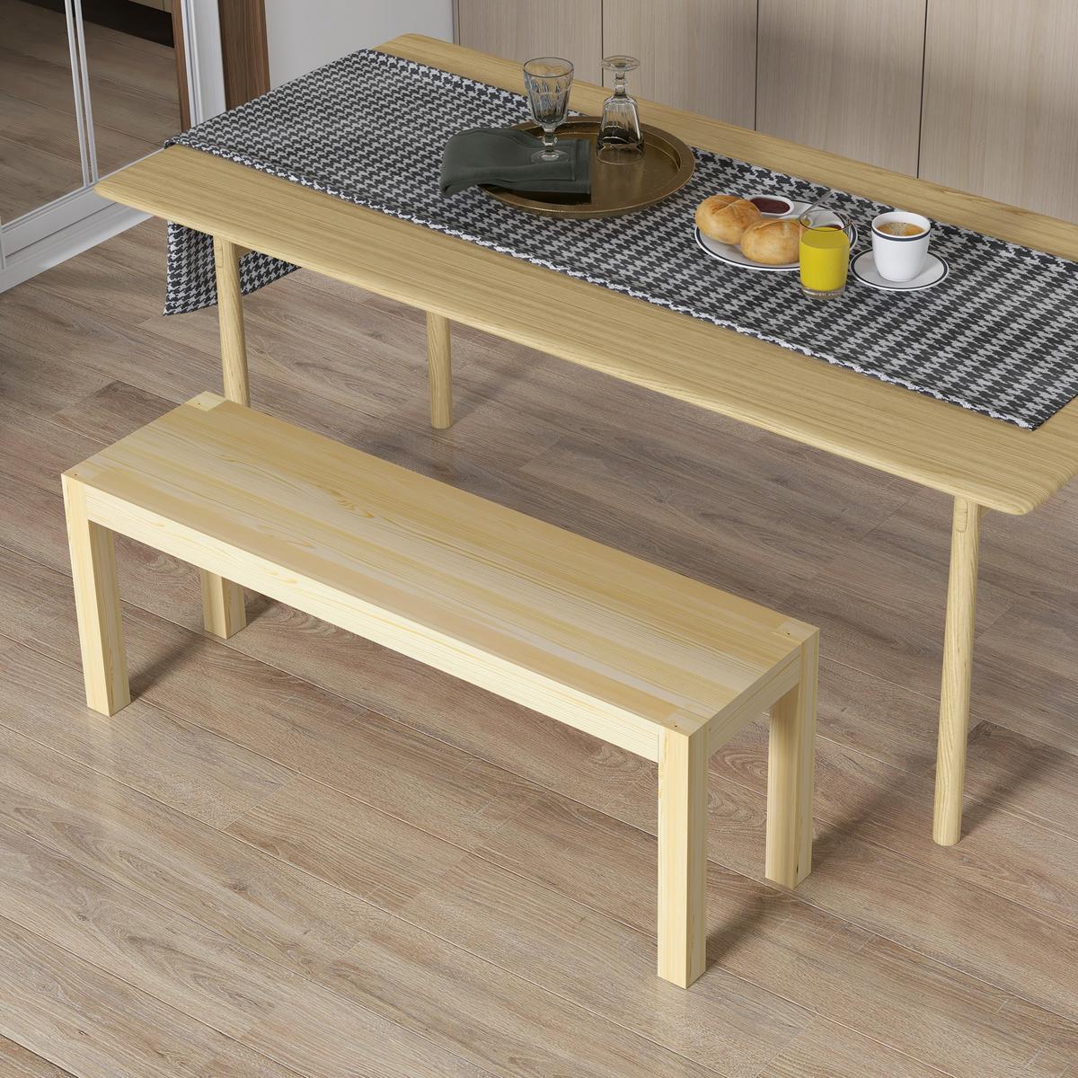 SITZBANK Natur 120 cm - Naturfarben, Holz (120/45/33cm) - HOMCOM
