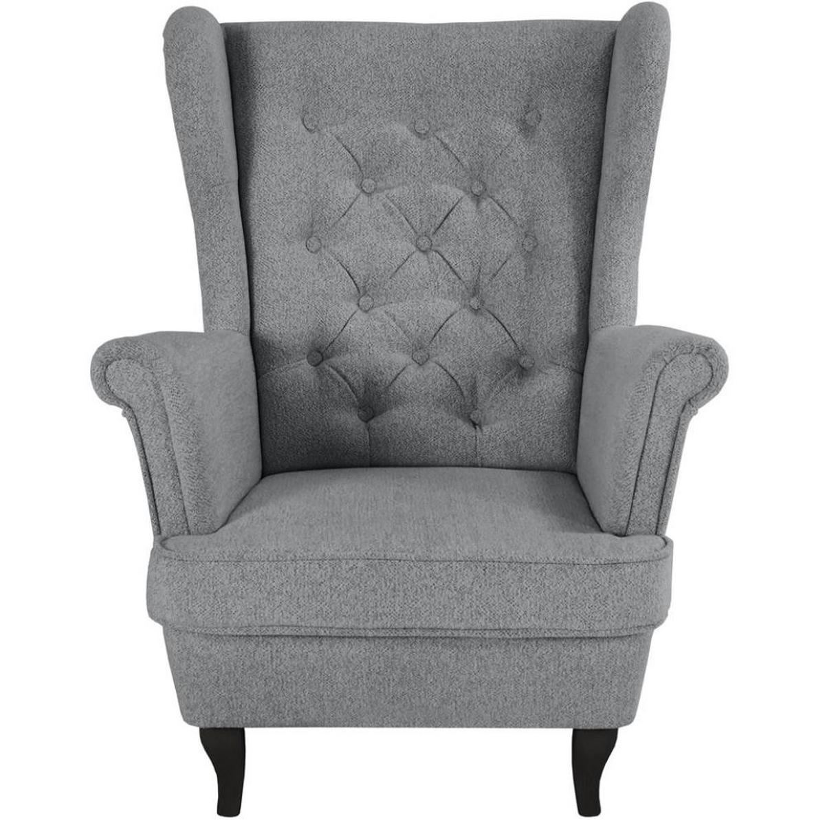 CHESTERFIELD-SESSEL Falco grau mit Wenge Holzbeinen - Grau, Holz/Textil (82/102/92cm) - Beautysofa
