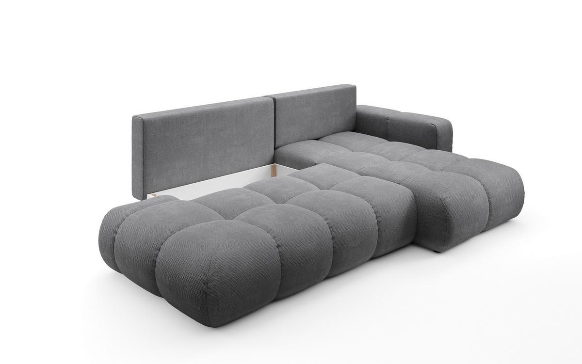 ECKSOFA DUCA R-S Grau Chenille mit Schlaffunktion - Dunkelgrau, Holz (266.5/266.5cm) - MASSENO