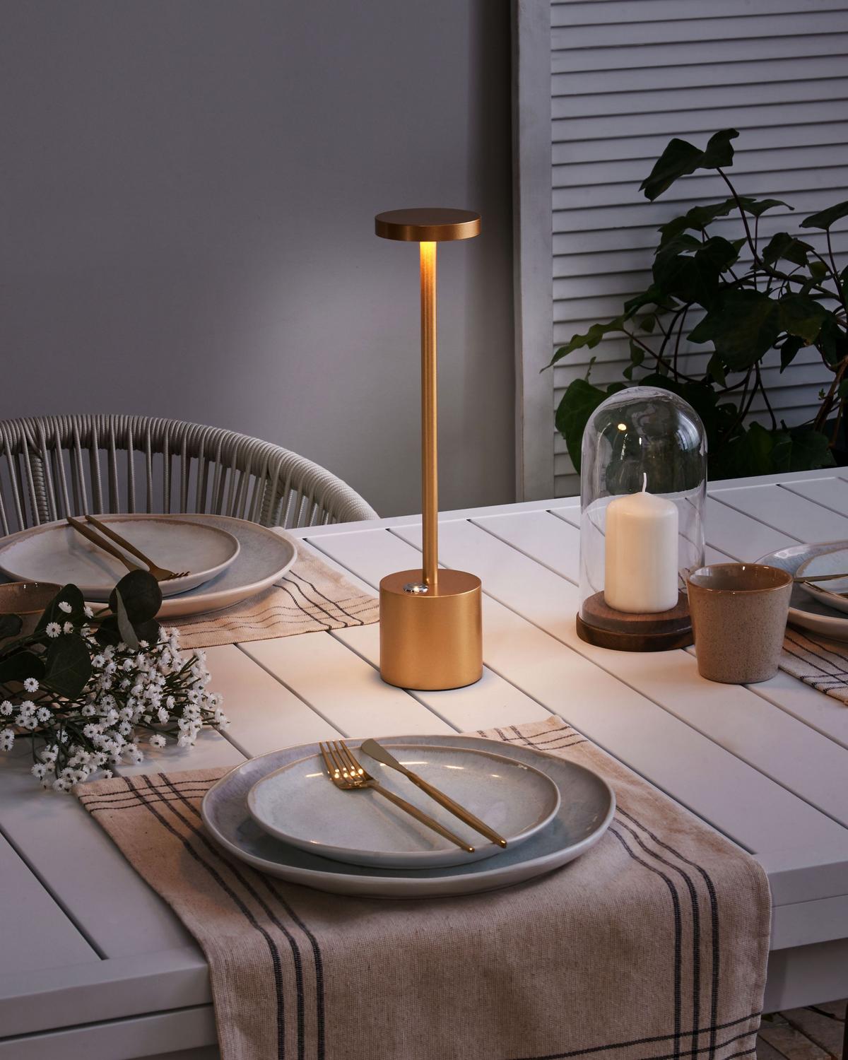 LED-TISCHLEUCHTE Gold Lizandro - Goldfarben, Metall (8/8/35cm) - Beliani