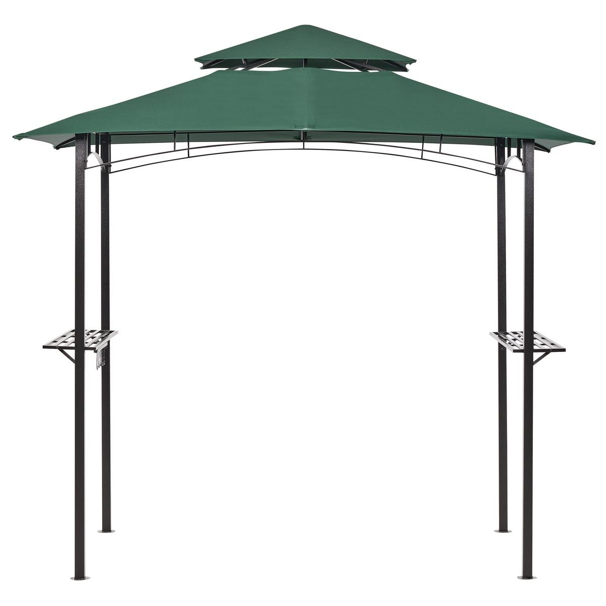 PAVILLON Stahl dunkelgrün 240/148 cm Naro - Schwarz/Grün, Metall (240/245/148cm) - Beliani