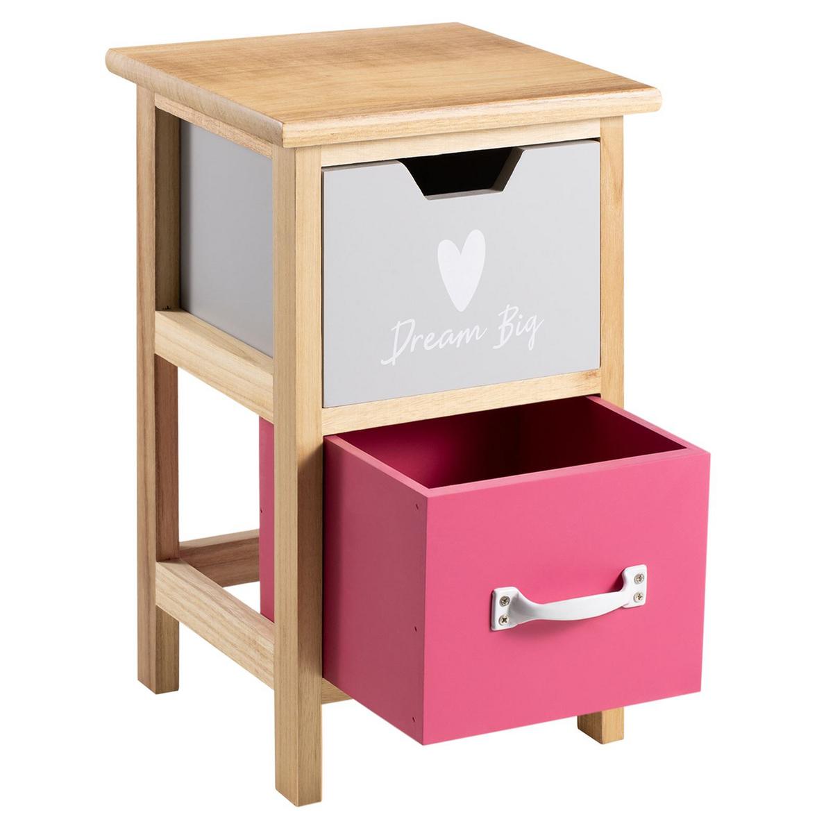 KOMMODE ESTA natur, grau/rosa - Naturfarben/Rosa, Holzwerkstoff (25/42/25cm) - CARO-Möbel