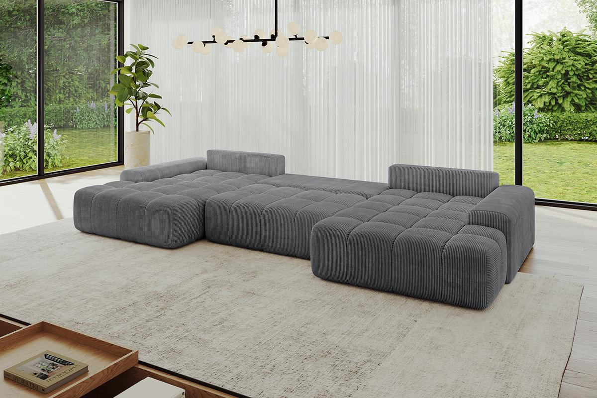 WOHNLANDSCHAFT ENSI-U - 353x164x69 cm Dunkelgrau - Dunkelgrau, Holzwerkstoff/Kunststoff (357/69/164cm) - ALTDECOR