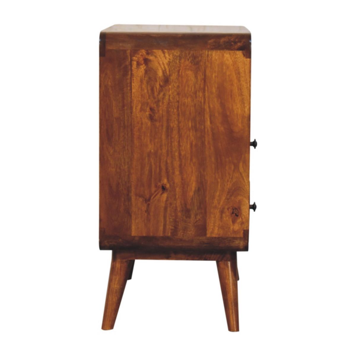 KONSOLE mit abgerundeten Kanten im nordischen Stil, Braun - Messingfarben/Braun, Mangoholz/Holz (70/70/35cm) - Artisan Furniture
