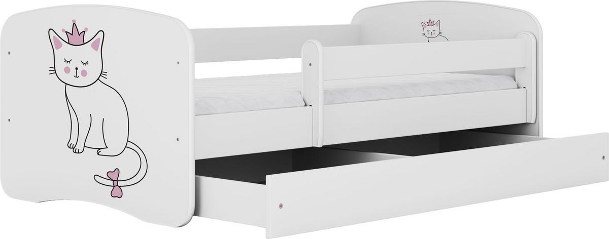 KINDERBETT Emily mit Schublade und Matratze, Weiß 70x140 cm - Altrosa, Holzwerkstoff (140/70cm) - WFL GROUP