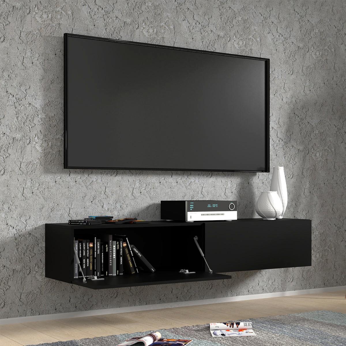 TV-MÖBEL Bali Mattschwarz - Schwarz, Holzwerkstoff (160/30/40cm) - Petits-meubles