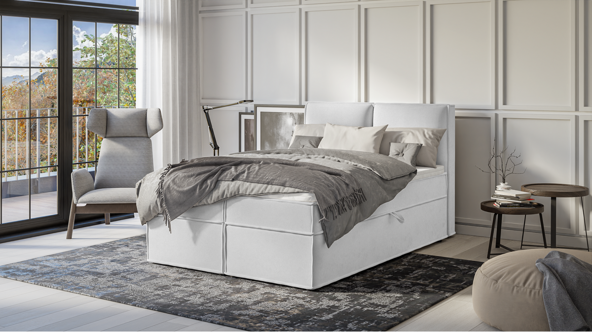BOXBETT Eclipse 140/200 cm Silber Luxusmicrofaser - Silberfarben/Schwarz, Holz/Kunststoff (140/200cm) - S-Style Möbel