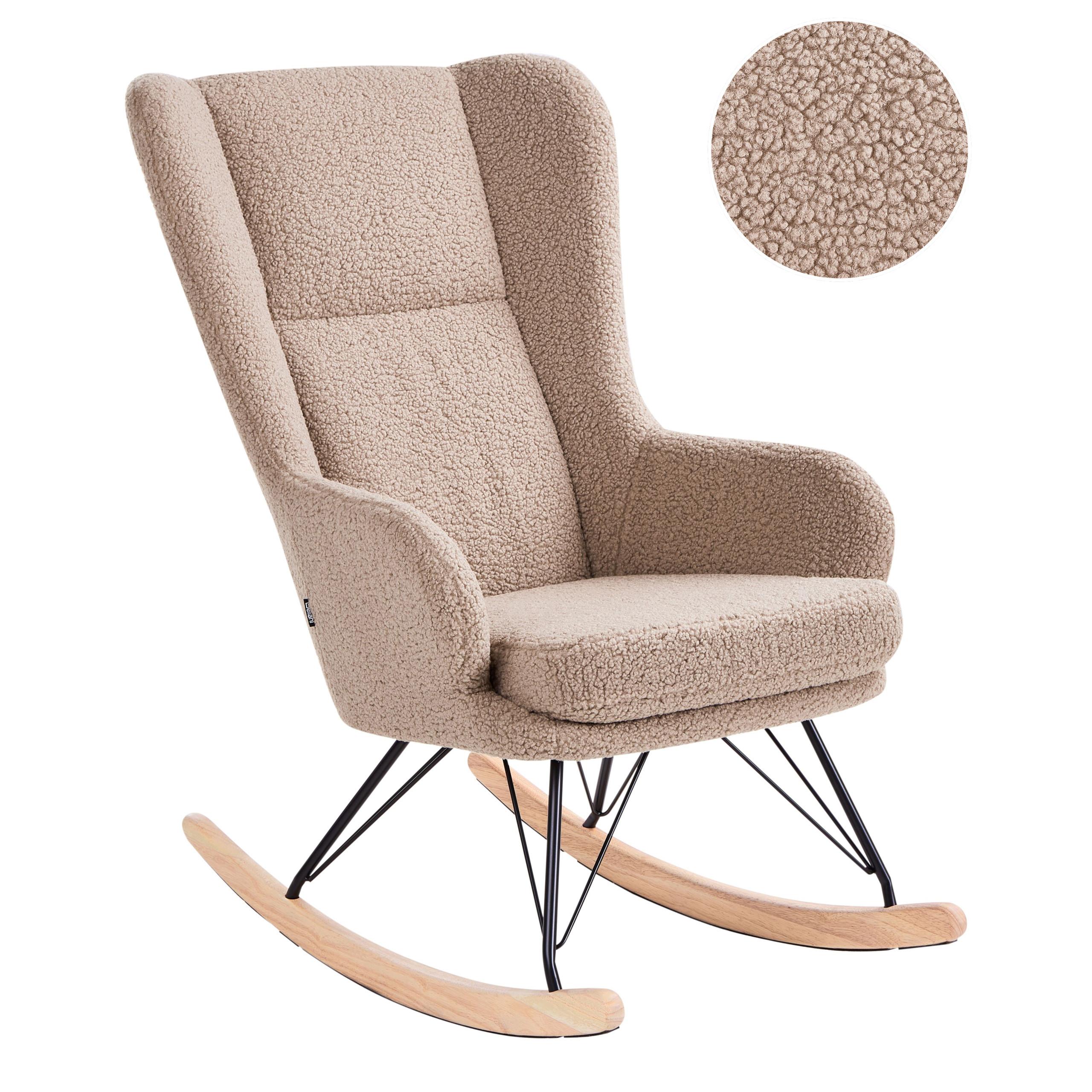 SCHAUKELSESSEL Bouclé Beige Luoma - Beige/Schwarz, Textil (69/106/97cm) - Beliani