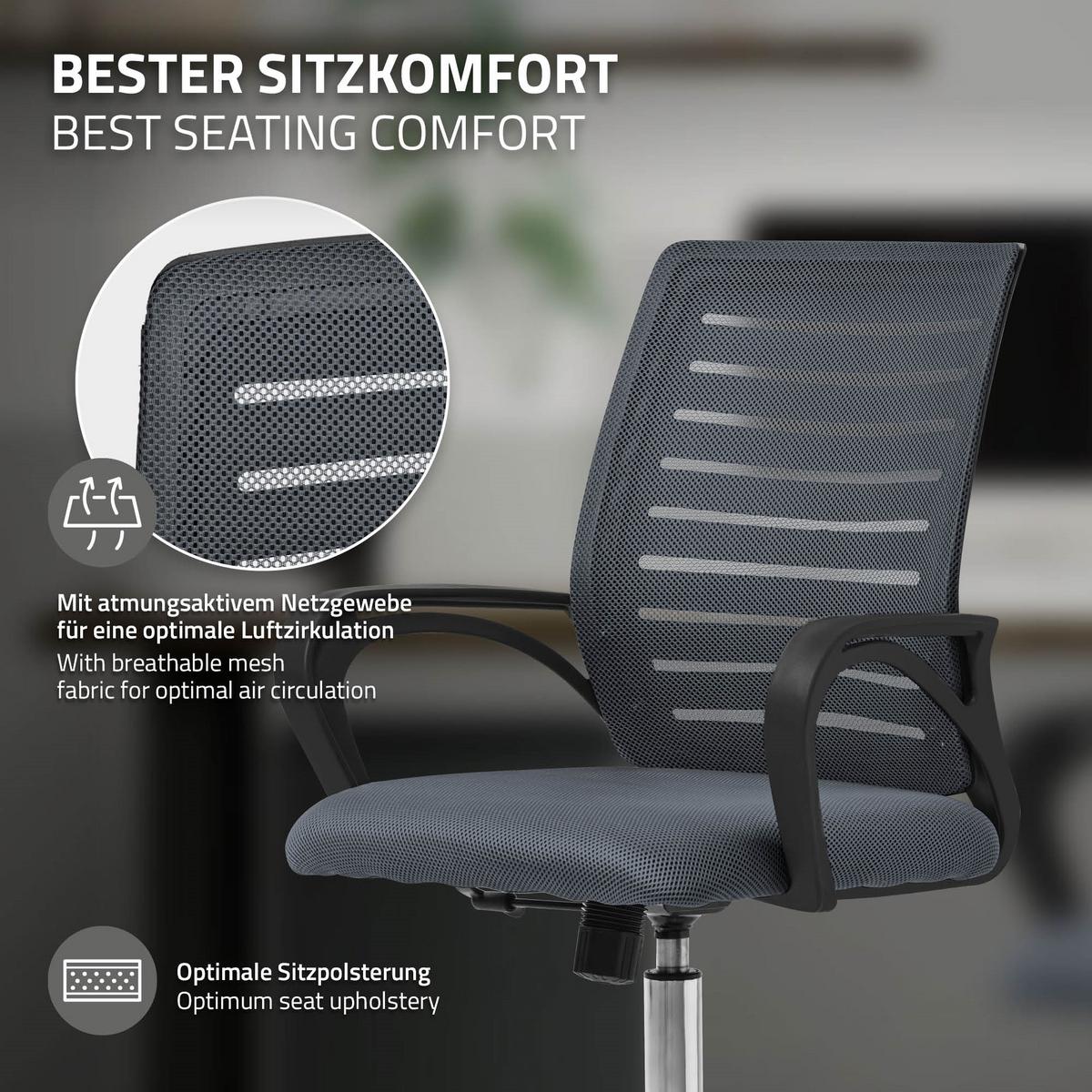 BÜROSTUHL Grau - Grau, Metall (54/99/59cm) - ML-DESIGN