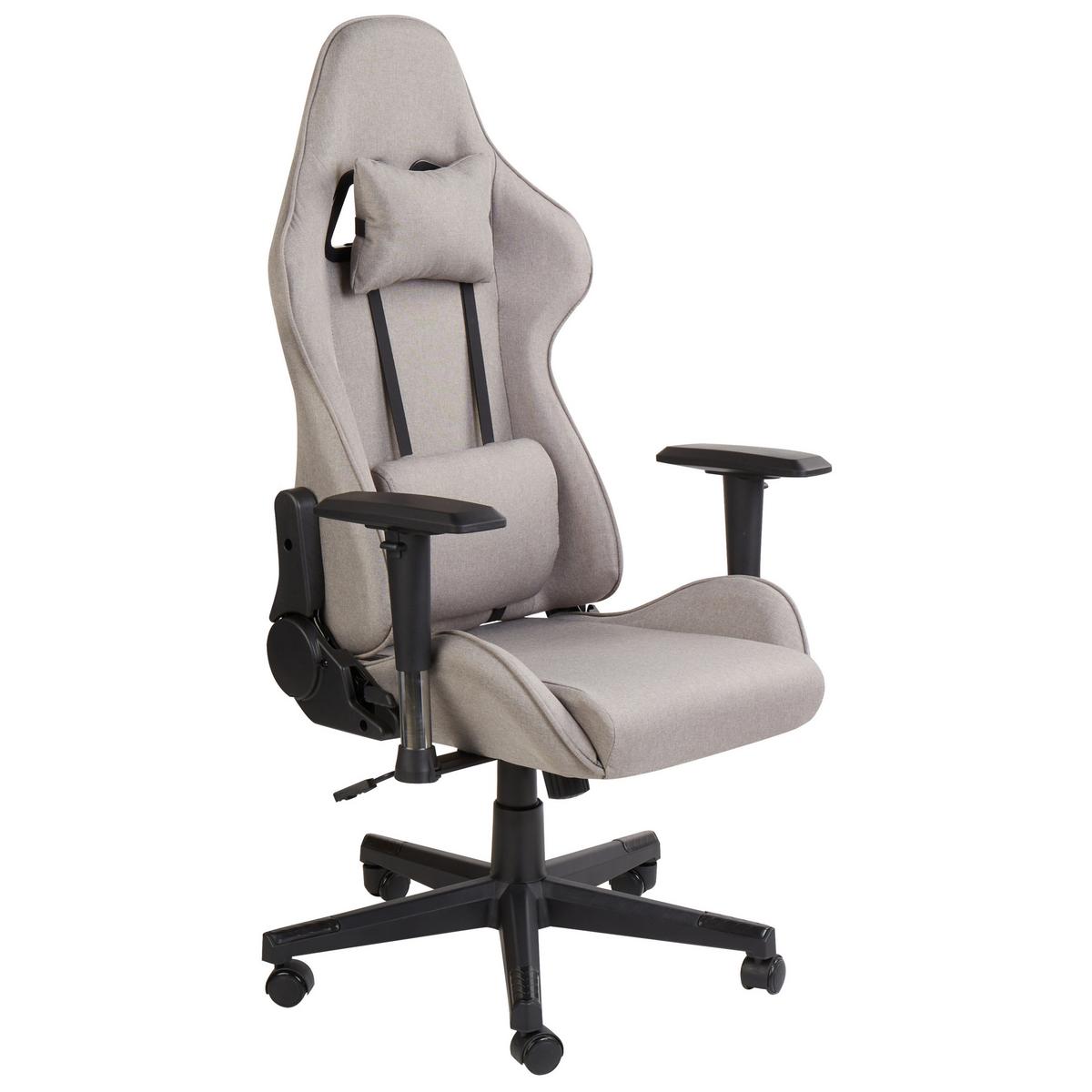 GAMINGSTUHL Taupe Warrior - Taupe/Schwarz, Textil (62/122/62cm) - Beliani