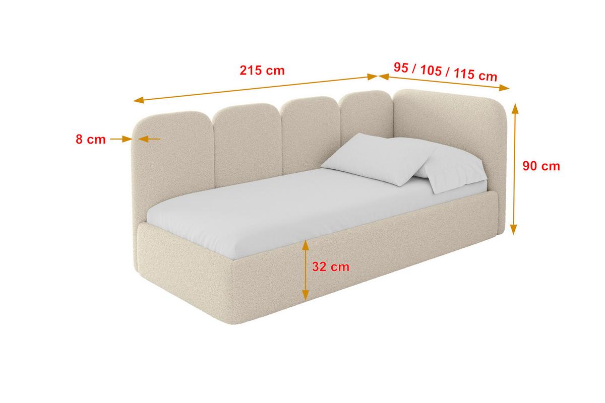 EINZELLBETT Jugendbett mit Bettkasten und Matratze H3/H4, Links - VELY 80x200 Dunkelbeige - Cappuccino, Holzwerkstoff/Textil (80/200cm) - ALTDECOR