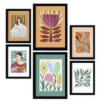 POSTER Set Mit 6 Drucken Von Blumen In Der Sammlung Ethnischere A3 & A4 Rahmenlos - Klar, Papier (29/3cm) - Nacnic