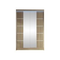 SCHWEBETÜRENSCHRANK Lino V mit RGB LED Beleuchtung - Sonoma Eiche, Holzwerkstoff/Metall (120/200/58cm) - MIRJAN24