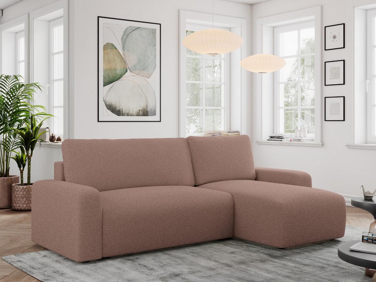 ECKSOFA ARGOS Rosa Boucle - Schwarz/Rosa, Kunststoff/Textil (245/150cm) - MKS