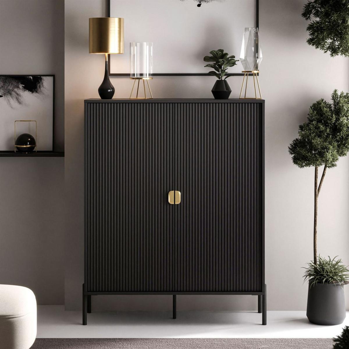 KOMMODE DALIA - Goldfarben/Schwarz, Holzwerkstoff (104/127/40cm) - Lookway