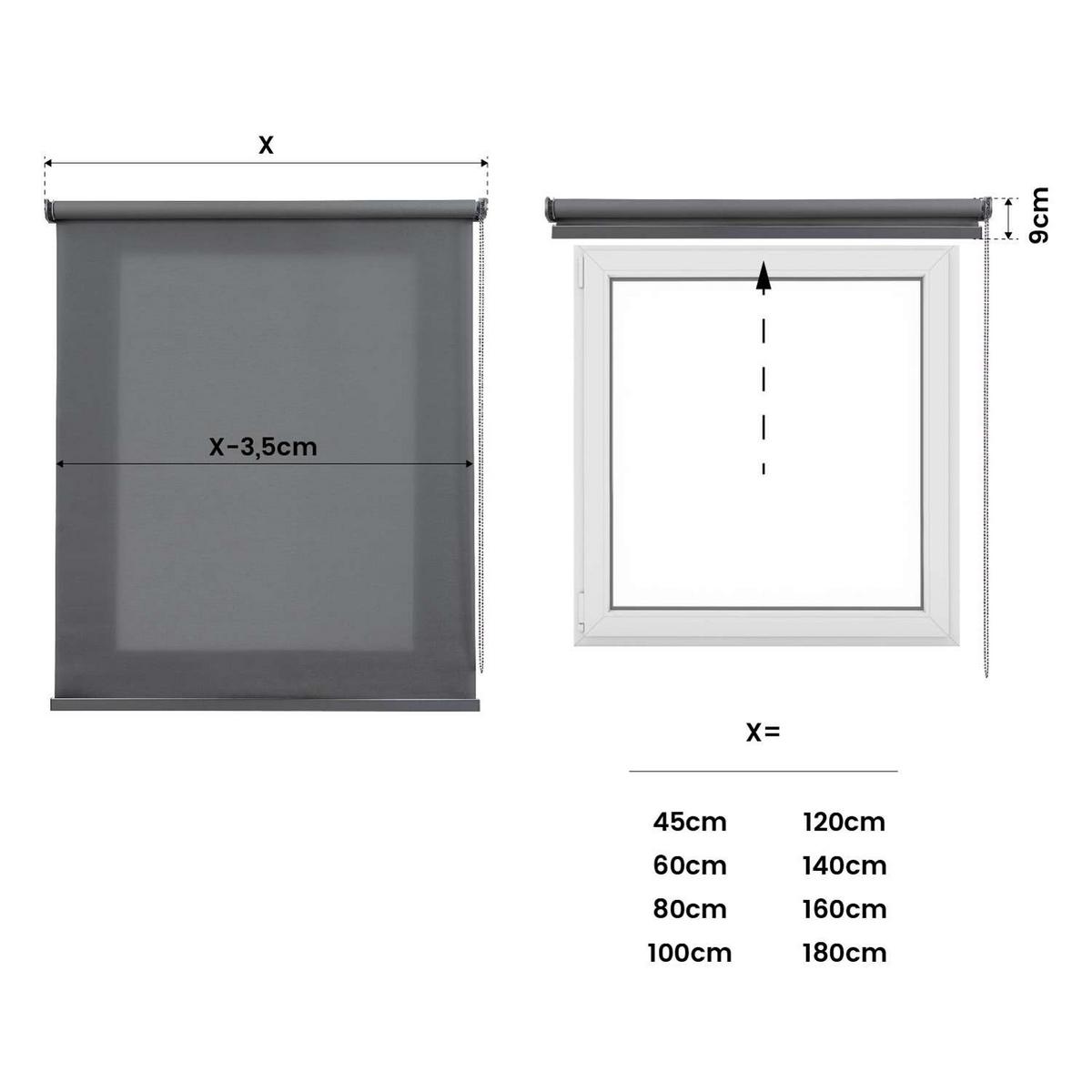 ROLLO| Grau, 100 cm x 180 cm - Dunkelgrau, Kunststoff (100/180cm) - STORESDECO