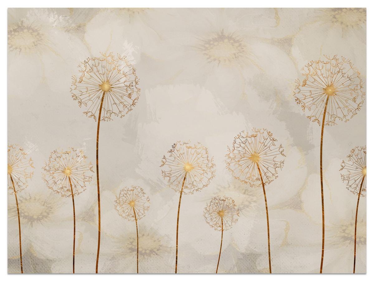 FOTOTAPETE für Schlafzimmer Goldene Löwenzahn Aquarell Blumen 400x280 - Gelb/Beige, Papier (400/280cm) - Muralo